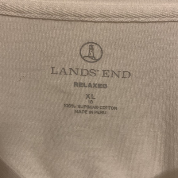 Land’s End Size White Relaxed Fit V-Neck T Shirt Supima Cotton, size XL. - Picture 4 of 5